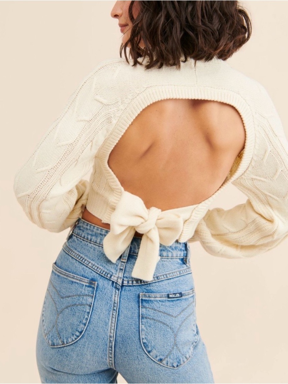Sage The Label Cream Rib Knit Sweater